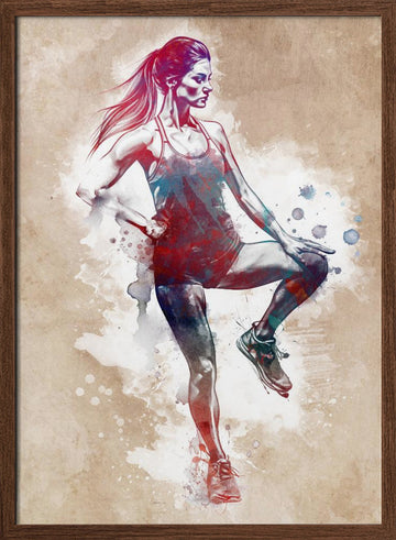 Dynamic Fitness Woman | Poster - Walnut Frame Interior