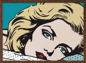 Pensive Pop Art Woman | Poster - Walnut Frame Interior