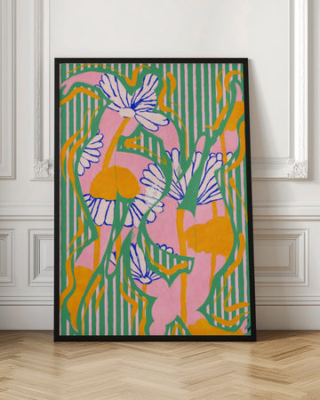 Vibrant Striped Daisies | Poster - Room Interior 1