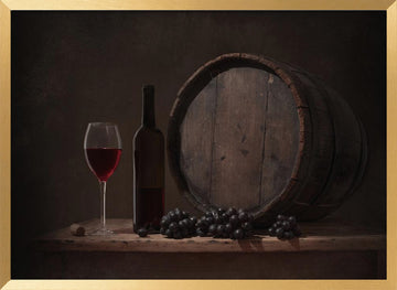 Rustic Wine Still Life | Poster - Gold Frame Interior