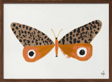 Orange Leopard Butterfly | Poster - Walnut Frame Interior