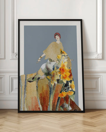 Golden Floral Woman | Poster - Room Interior 1