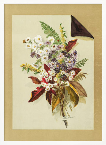 Daisies and Autumn Leaves & Ferns | Poster - White Frame Interior