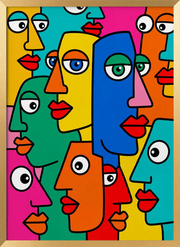 Colorful Abstract Faces | Poster - Gold Frame Interior