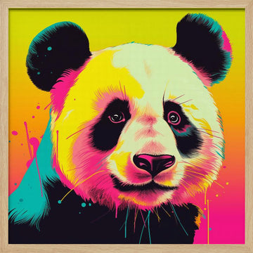Neon Panda Portrait | Poster - Wood Frame Interior
