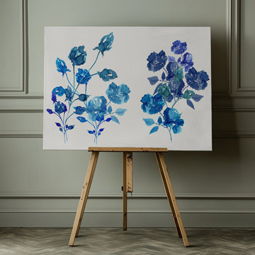 Watercolor Blue Blossoms | Canvas - Room Interior 1