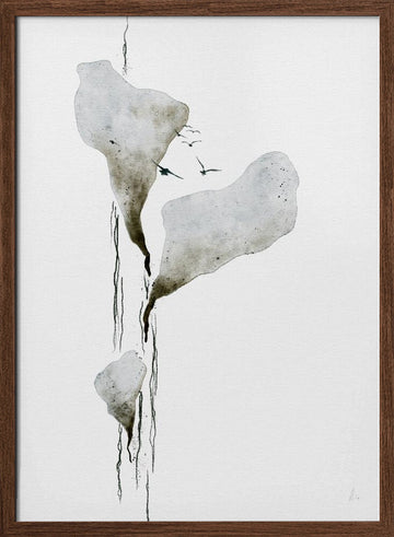 Melting Ice And Birds | Poster - Walnut Frame Interior
