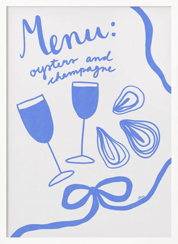Oysters and Champagne | Poster - White Frame Interior