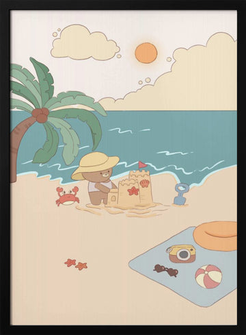 Bear's Beach Day | Poster - Black Metal Frame Interior