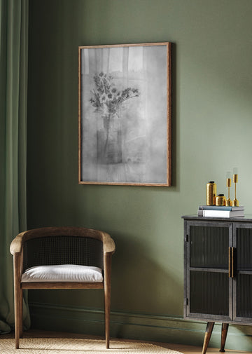 Dreamy Black and White Flowers | Poster - Room Interior 2