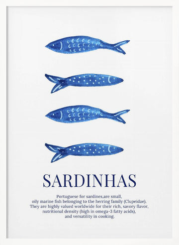 Portuguese Blue Sardines | Poster - White Frame Interior