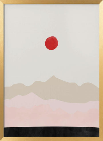 Minimalist Sun Mountains | Poster - Gold Frame Interior