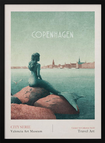 Copenhagen - Little Mermaid | Poster - Black Metal Frame Interior