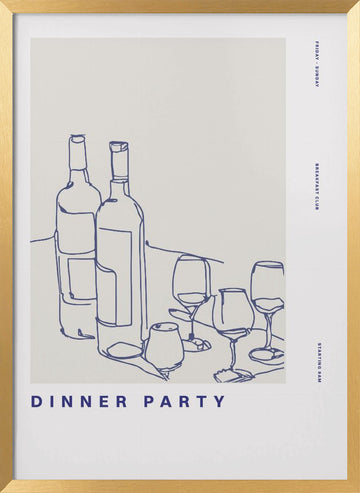 Wine Night Sketch | Poster - Gold Frame Interior