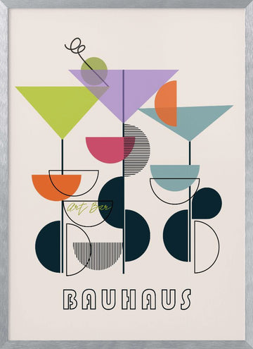 Bauhaus Cocktail Art | Poster - Silver Frame Interior