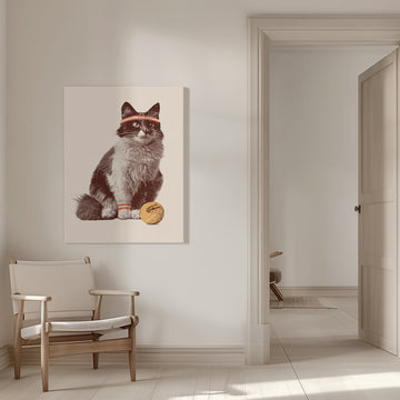 Retro Tennis Cat | Canvas - Room Interior 1