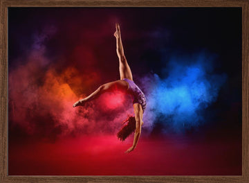 Dynamic Gymnast Leap | Poster - Walnut Frame Interior
