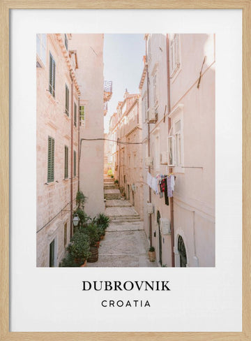Streets of Dubrovnik Croatia Travel poster | Poster - Wood Frame Interior