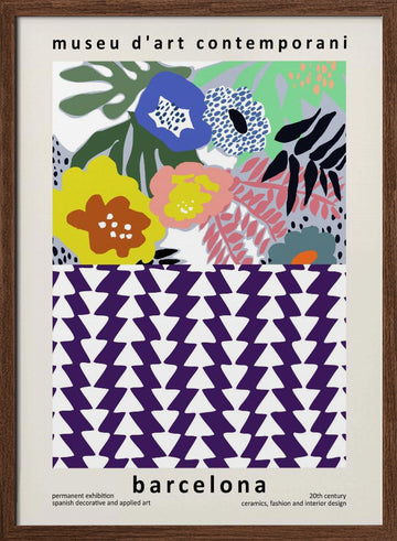 Abstract Floral Pattern Barcelona | Poster - Walnut Frame Interior