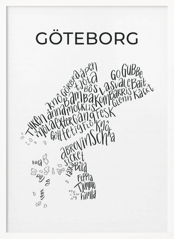 Gothenburg Slang Map | Poster - White Frame Interior