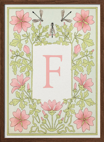 Elegant Floral F | Poster - Walnut Frame Interior