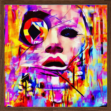 Vibrant Abstract Portrait | Poster - Walnut Frame Interior