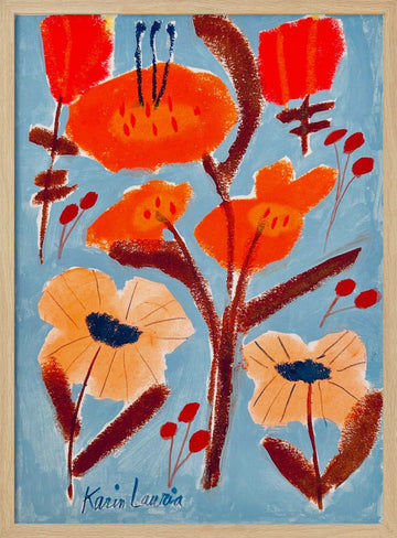 Vibrant Floral Abstract | Poster - Wood Frame Interior