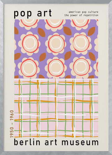 Retro Pop Art Patterns | Poster - Silver Frame Interior