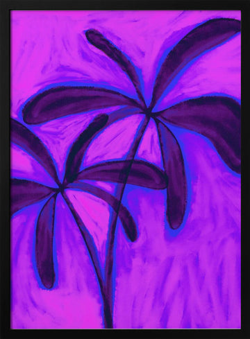 Abstract Purple Palms | Poster - Black Metal Frame Interior