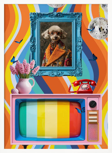 Colorful Retro Poodle | Poster - White Frame Interior