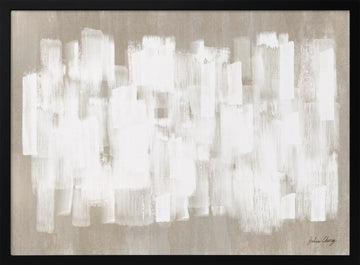 White On Beige Abstrct | Poster - Black Frame Interior