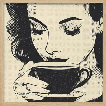 Morning Coffee Moment | Poster - Wood Frame Interior