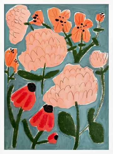 Colorful Abstract Garden | Poster - White Frame Interior