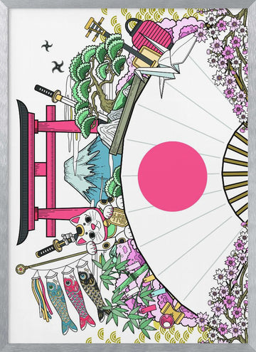 Japanese Culture Collage | Poster - Silver Frame Interior