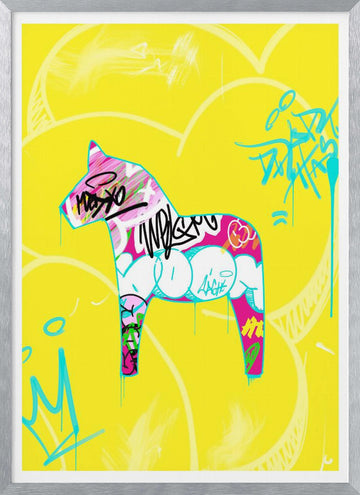Graffiti Dala Horse | Poster - Silver Frame Interior