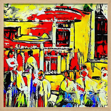 Colorful Street Market | Poster - Wood Frame Interior