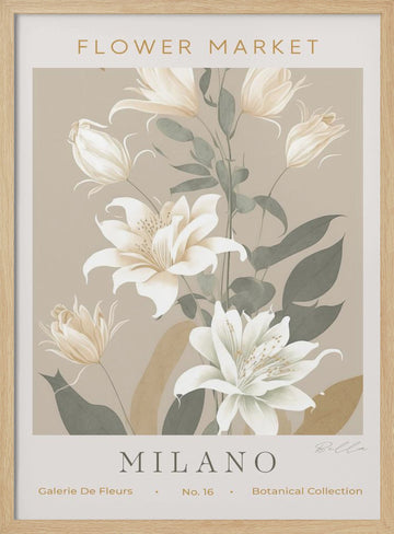 Elegant Cream Lilies | Poster - Wood Frame Interior