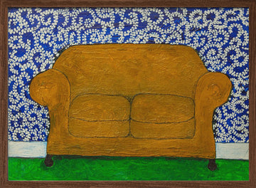 Cozy Living Room Sofa | Poster - Walnut Frame Interior