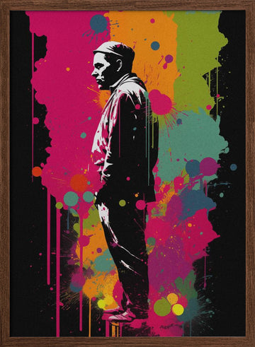 Vibrant Street Art Man | Poster - Walnut Frame Interior