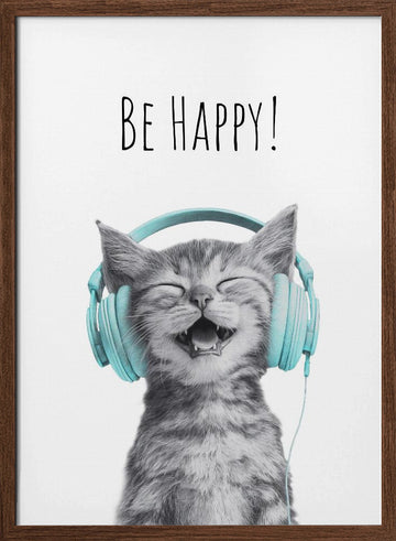 Happy Kitten Music | Poster - Walnut Frame Interior