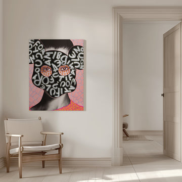 Vibrant Letter Mask Portrait | Canvas - Room Interior 1