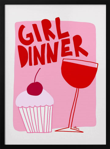 Girl Dinner | Poster - Black Metal Frame Interior