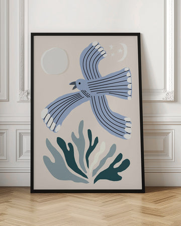 Blue Bird Night Flight | Poster - Room Interior 1
