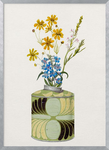 Colorful Flowers In Vase | Poster - Silver Frame Interior