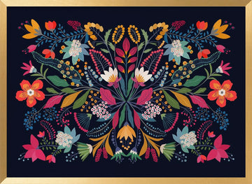 Vibrant Folk Floral Design | Poster - Gold Frame Interior