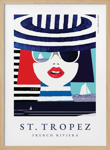 St Tropez Chic Woman | Poster - Wood Frame Interior