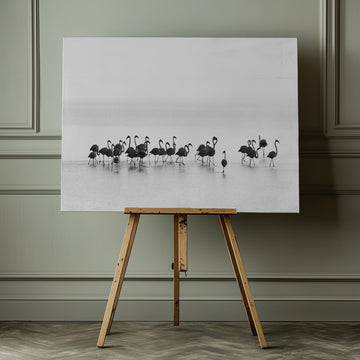 Graceful Flamingos Wading | Canvas - Room Interior 1