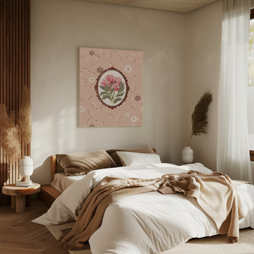 Vintage Pink Flower Frame | Canvas - Room Interior 2
