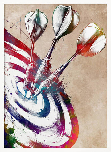 Vibrant Darts Target | Poster - White Frame Interior