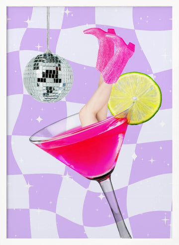 Disco Drink Delight | Poster - White Frame Interior